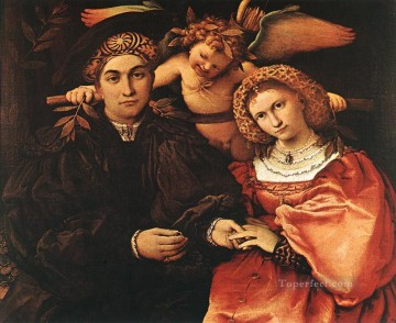  esposa Lienzo - Messer Marsilio y su esposa 1523 Renacimiento Lorenzo Lotto